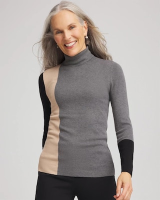 Ella Colorblock Intarsia Turtleneck Sweater | Chico's